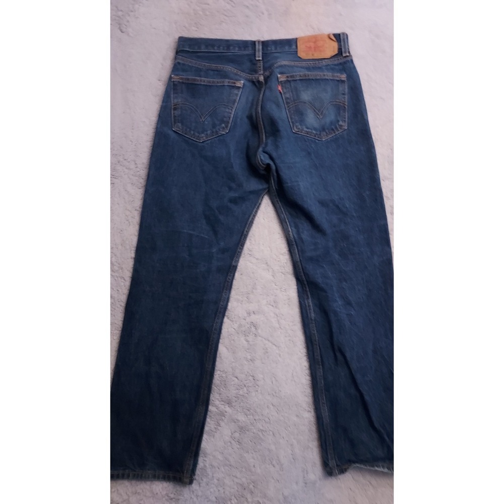 Levis 501xx Jeans Mens 34x32 Button Fly Original Fit Dark Wash Blue Denim Casual - Picture 2 of 15